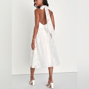 Lulu’s Gorgeous Look White Floral Burnout Halter Midi Dress